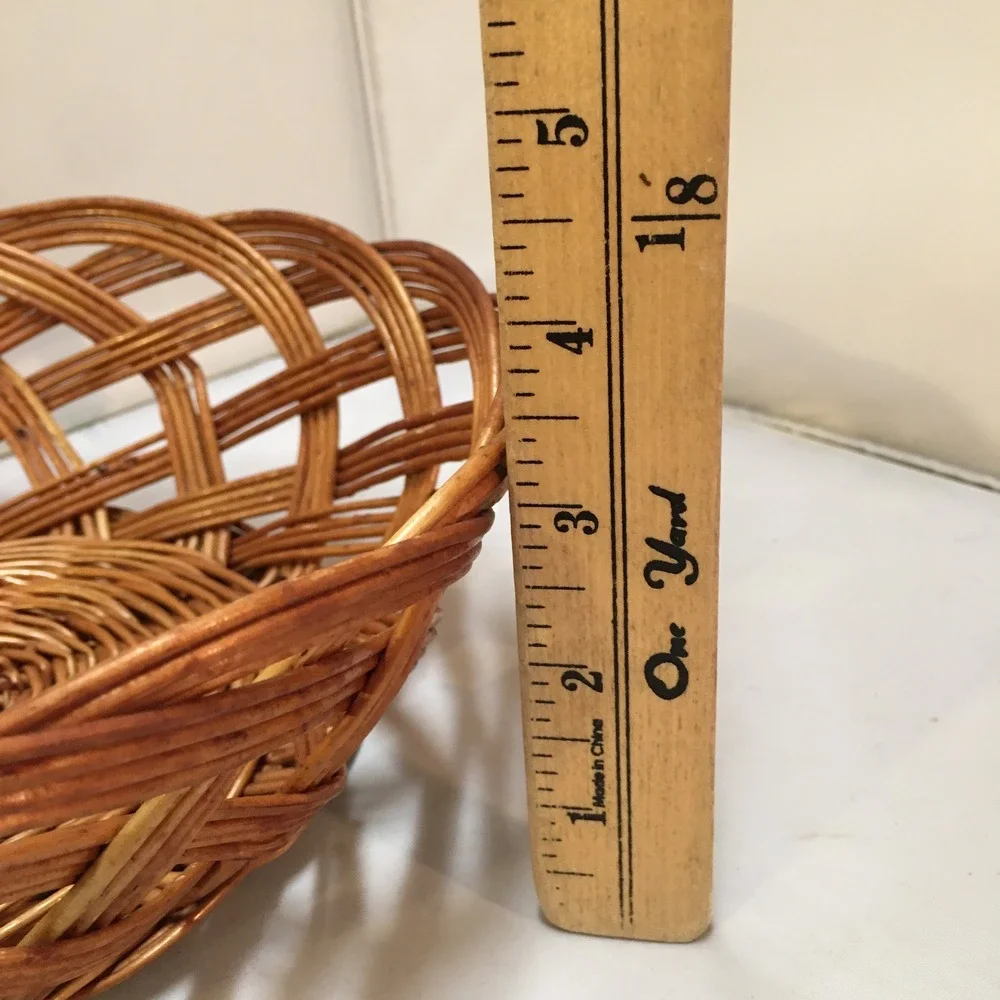 Wicker Basket Unisex 9 Inch Brown Vintage Yugoslavia Lattice Weave Cottagewear